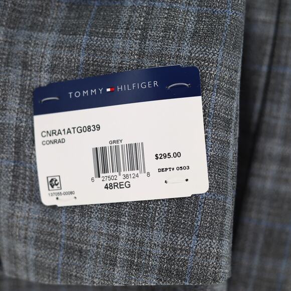 Tommy Hilfiger Men's Grey Plaid Conrad Modern-Fit Formal Suit Blazer Size 48R - Picture 7 of 7
